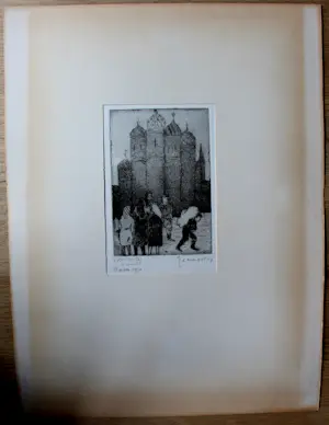 Jeanne Bieruma Oosting - Ets: 'Een winter in Rusland', Volk voor het Kremlin - 1970 kopen? Bied vanaf 250!