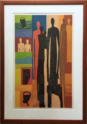 Marianne de Moor - Rally for Kibaki | Linosnede - Groot en zwaar (ingelijst) verkocht voor € 59!