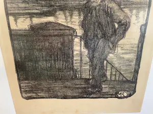 Niet of onleesbaar gesigneerd - Eind 19e eeuws- begin 20e eeuws Houtskool tekening van industrieel landschap kopen? Bied vanaf 10!