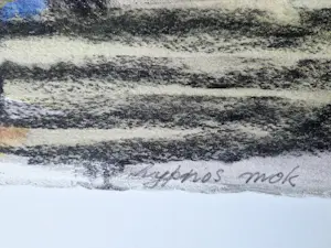 Hannes Postma - Grote - 1985- gemengde techniek op papier "Hypno's mok" gesigneerd kopen? Bied vanaf 65!