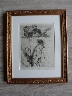 Buy Marinus Boezem - Ets , Titel, "Mens en bloem 1963 ".? Bid from 40!