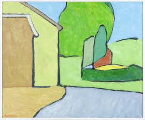 Paul Overhaus - Olieverf op board, Ardens dorp III - Ingelijst verkocht voor € 70!