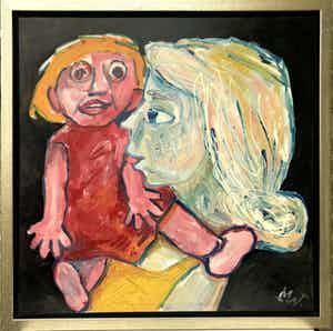 Martin van Wordragen - Olieverf op doek - Moeder en kind 2011 verkocht voor € 360!