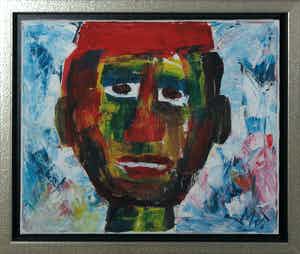 Martin van Wordragen - Olieverf op doek, Zwarte jongen - Ingelijst verkocht voor € 200!