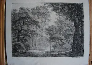 Anthonie Waterloo - Bospad met hekwerk - 17e eeuwse ets kopen? Bied vanaf 150!