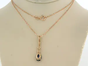 14k gouden collier met hanger bezet met saffier en briljant geslepen diamant kopen? Bied vanaf 350!