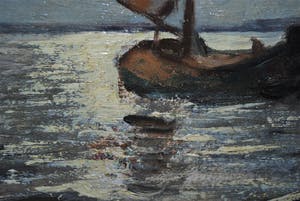 Jacobus Doeser - zeilende tjalk - olieverf op paneel, in een Heijdenrijk lijst kopen? Bied vanaf 99!