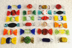 Seguso - 24x Murano Glas Snoepjes / Bonbons / Sweets - Vintage Kunst Venetië kopen? Bied vanaf 70!
