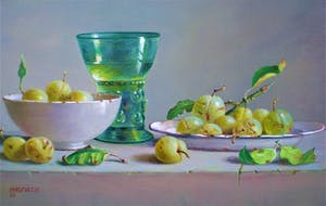 Hans Habraken - Stilleven met roemer en gele pruimen kopen? Bied vanaf 450!
