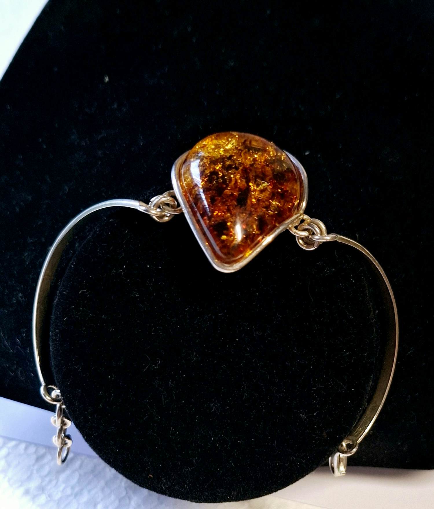 Nieuwe Ambachtelijke prachtige amber bloemen sterling zilveren armband kopen? Bied vanaf 125!