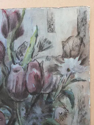 Jan van der Veer - Twee stillevens. Bloemen. Gemengde techniek. kopen? Bied vanaf 39!