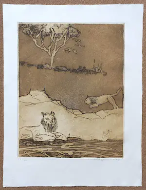 Jan Montyn - Leeuwen, aquatint ets kopen? Bied vanaf 95!