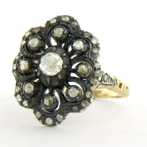 14k goud met zilver ring bezet met roos diamanten tot. 0.50ct – G/H - SI kopen? Bied vanaf 710!