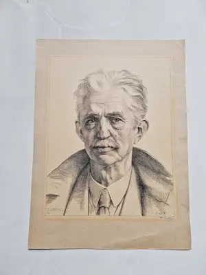 Dirk Harting - Monochrome lithografie - 1941 - portret van Oscar Mendlik - potloodgesigneerd kopen? Bied vanaf 34!