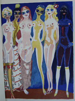 Kees van Dongen - Gravure uit 1001 nacht: 'Les six adolescents' kopen? Bied vanaf 35!