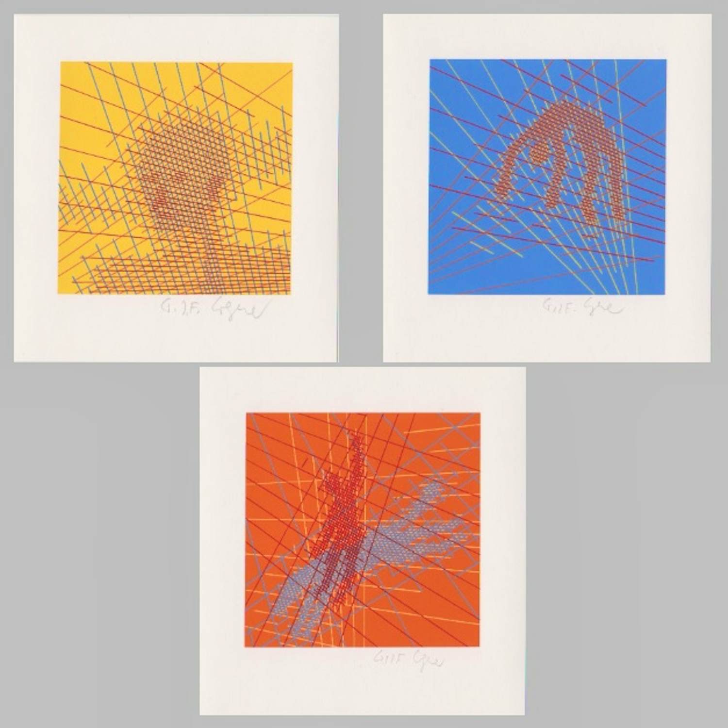 Willem F. Wagner - Drie handgesigneerde zeefdrukken: Geometrische Composities I, II, III kopen? Bied vanaf 20!
