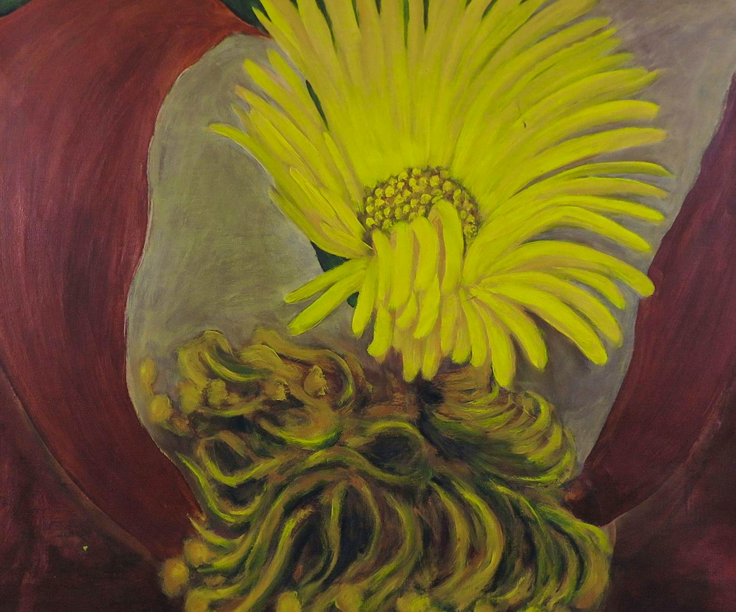 Klaasje Vroon - Olieverf op doek, Gele bloem kopen? Bied vanaf 50!