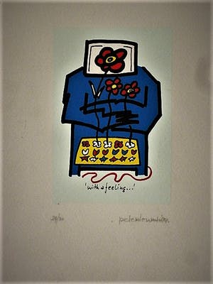 Peter Louman - gesigneerde handgekleurde Linosnede - With a Feeling - nr. 29 van oplage 30. kopen? Bied vanaf 10!