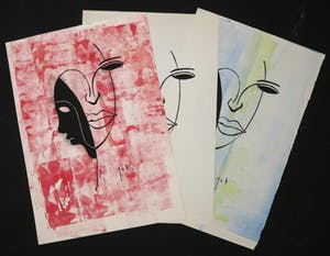 Niet of onleesbaar gesigneerd - Lot van drie werken in gemengde techniek kopen? Bied vanaf 1!