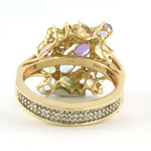 14k bicolor gouden ring bezet met edelstenen en diamant - rm 18 (57) kopen? Bied vanaf 400!