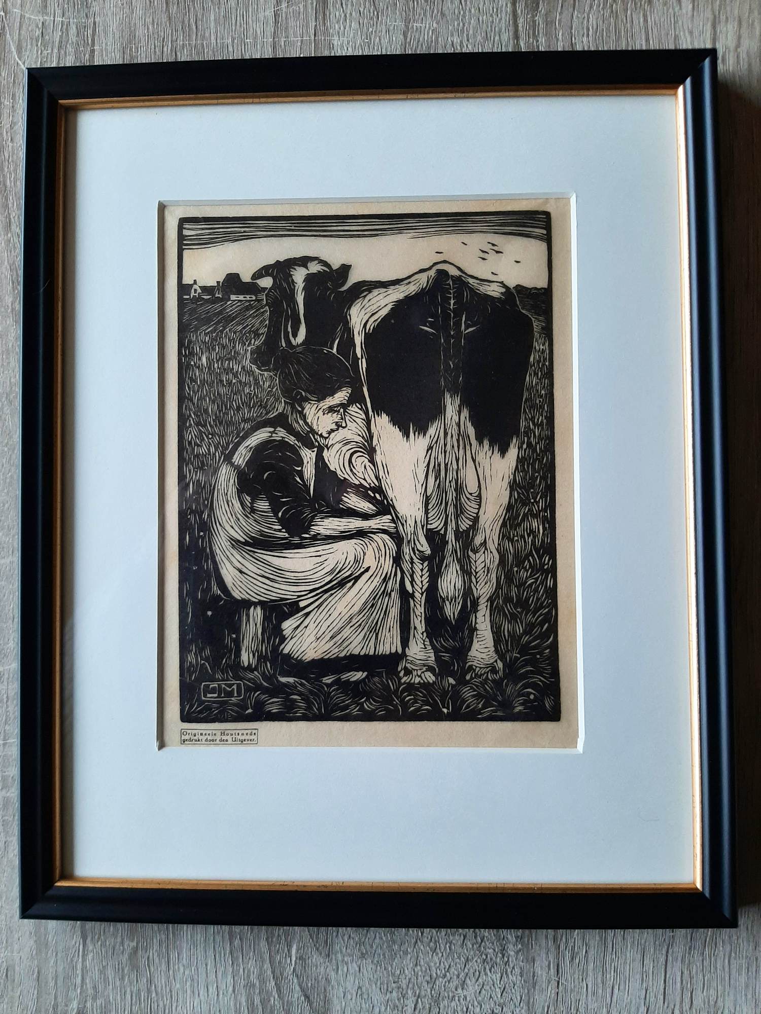 Jan Mankes - Originele Houtsnede Koemelkster 1927 kopen? Bied vanaf 160!