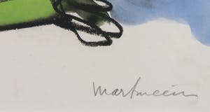 Anton Martineau - Grote tekening met figuren in gemengde techniek - Ingelijst (Groot) kopen? Bied vanaf 1!