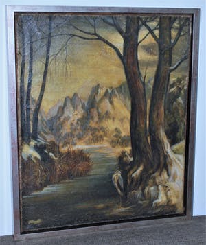 Henri van de Velde - Reiger in landschap - symbolisme - olieverf kopen? Bied vanaf 85!