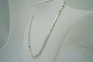 2561 - Bijzonder 1e geh. 0.925 Zilveren blokjes/staafjes collier - grote maat! kopen? Bied vanaf 20!