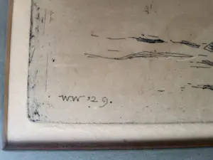 Willem Witjens - ets - Binnenhaventje met bootjes - 1929, gesigneerd r.o. kopen? Bied vanaf 20!