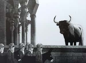 Rene Polak - Moren met ezel worden geconfronteerd met stier, aquatint ets verkocht voor € 50!