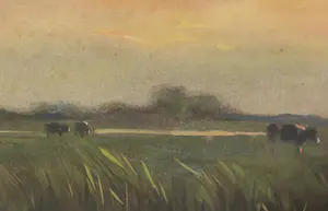 Maarten Jungmann - Aquarel, polderlandschap kopen? Bied vanaf 50!