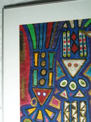 Pepe Viteri - Ingelijst, Acryl op papier , Dansantes (‘Dansers’) – 1992 – Lijst, 91½ x 71½ cm kopen? Bied vanaf 50!