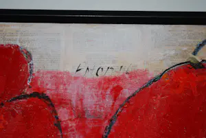 Antonio Poioumen - Rode bloemen, gemengde techniek, acryl - fraai ingelijst, groot kopen? Bied vanaf 350!