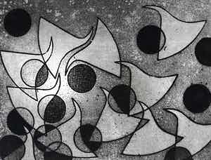 Harry van Kruiningen - Compositie, aquatint ets verkocht voor € 50!