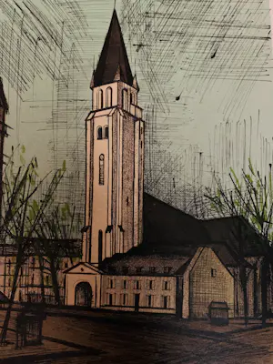 Bernard Buffet - Pain et vin, Place Saint-Germain-des-Prés Parijs. 1965. Lithografie. kopen? Bied vanaf 25!