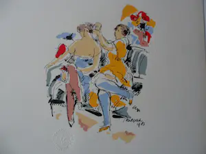 Nic Jonk - Zeefdruk, titel, Twee vriendinnen, Limited Edition kaufen? Bieten Sie von 40!