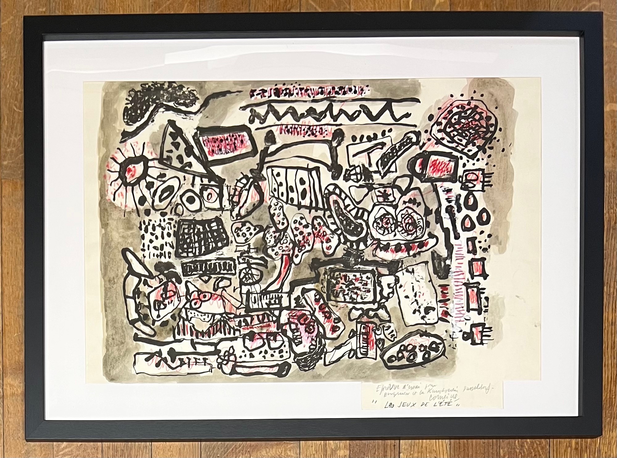 AcheterCorneille - Met de hand geaquarelleerde lithografie: De zomerspelen, 1966. Unica. Galerie...? Enchérissez de 2000!