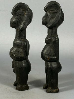 Baule - 201020 - Very Old and Rare Tribal used African 2 Baule figure - Iv. Coast. kopen? Bied vanaf 65!