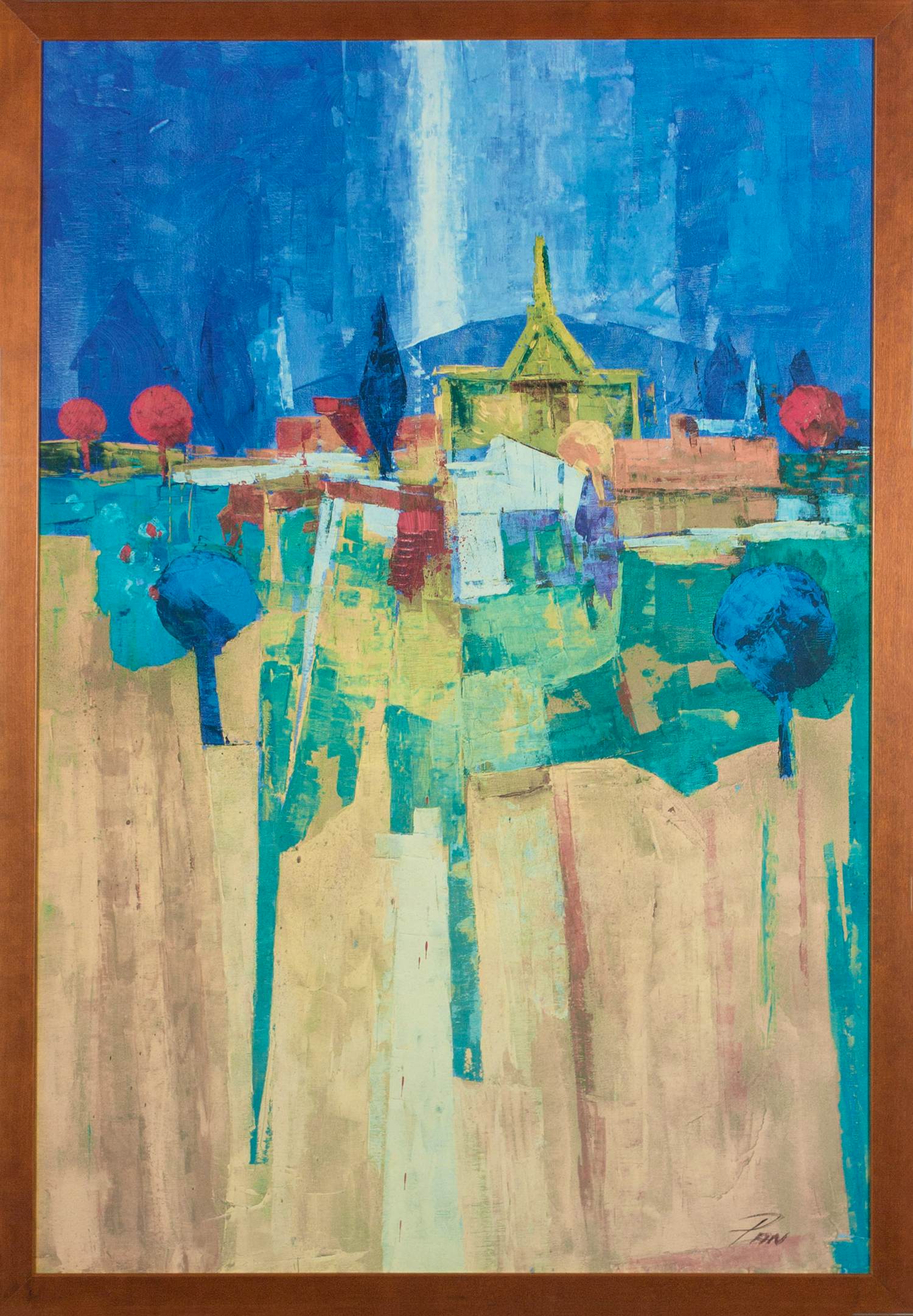 Niet of onleesbaar gesigneerd - Gemengde techniek op paneel, Zonder titel - Ingelijst kopen? Bied vanaf 10!