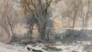 Louis Apol - Winterlandschap met laag staande zon door de bomen kopen? Bied vanaf 850!