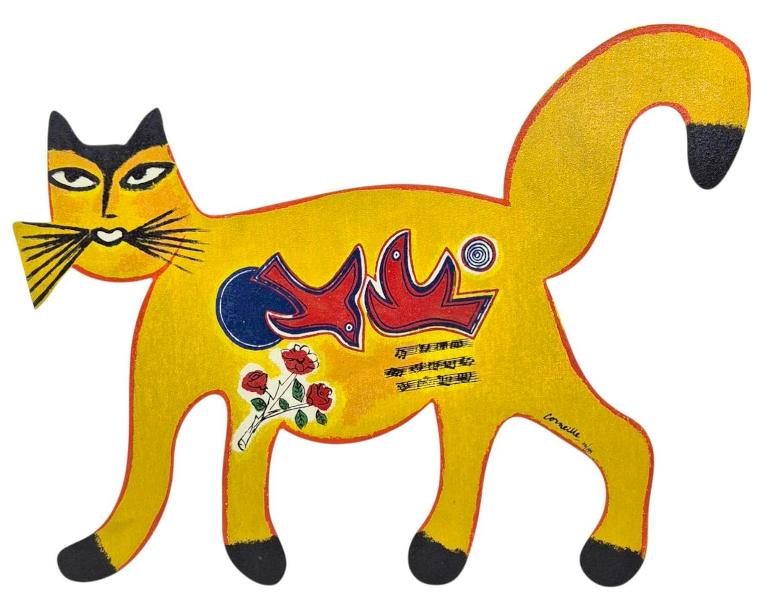 Corneille - Polychroom beschilderde metalen sculptuur: kat kopen? Bied vanaf 599!