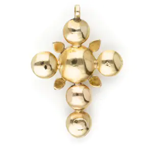 Geelgouden hanger in Georgische stijl welke bezet is met 10 roosdiamanten kopen? Bied vanaf 400!