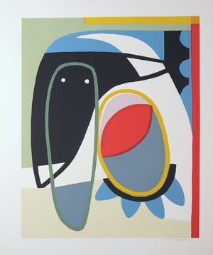 Doris Groeneveld - Zeefdruk, Kompositie met masker kopen? Bied vanaf 1!