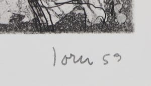 Asger Jorn - Ets en droge naald op handgeschept Japon, Friedhof der Maulwürfe - Ingelijst kopen? Bied vanaf 1!