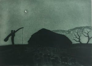 Tjeerd Bottema - Ets/aquatint - Maannacht op de Veluwe - Gesigneerd kopen? Bied vanaf 115!