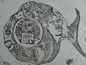 Ab Steenvoorden - Ets , Monument der Vissen – Surrealistische voorstelling, 1971 - 16½ x 41 cm kopen? Bied vanaf 1!