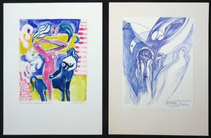 Joe Wols - Lot van twee tekeningen met acryl en balpen kopen? Bied vanaf 1!