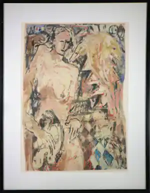 Willem Janssen - Aquarel op papier, Vrouw met vogel - Ingelijst (Groot) verkauft für € 50!