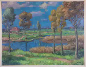 Harmen Klaas Post - Olieverf op doek, Landschap - Ingelijst verkauft für € 100!