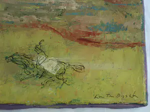 Lou ten Bosch - Olieverf op doek + inkt , Wer reitet so schnell – 2007 kopen? Bied vanaf 40!